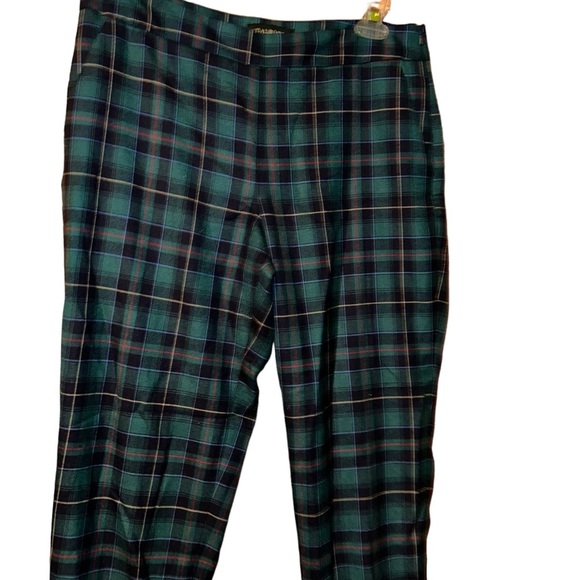 TALBOTS Women wool blend green plaid lined heritage pants size 12 petites 12P - Picture 3 of 4